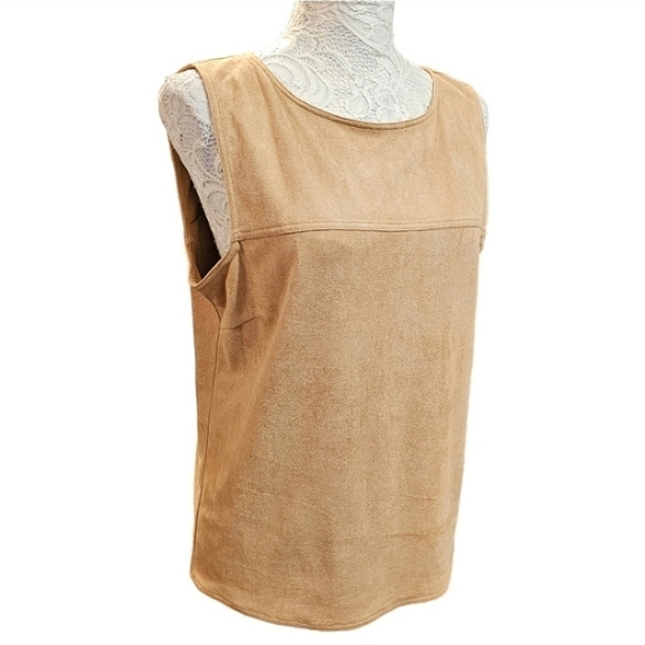 209 Wst 38 Boho Vegan Suede Minimalist Southwestern Button Back Sleeveless Top S - Picture 3 of 11